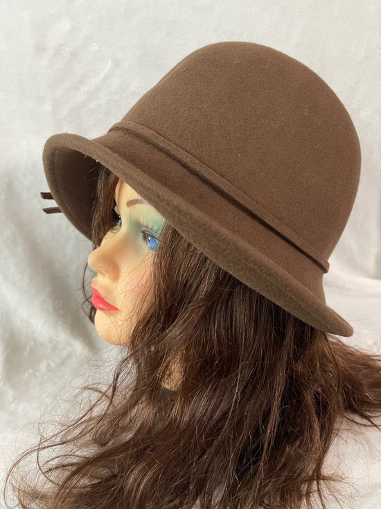 NWT Vintage Boho  Scala Wool Brown Hat flapper flower and adjustable size main image 6